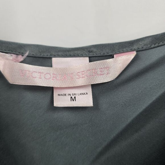 Victoria’s Secret Silk Light Gray Green Sage Lace Slip Dress Limgerie Negligee - Picture 3 of 4